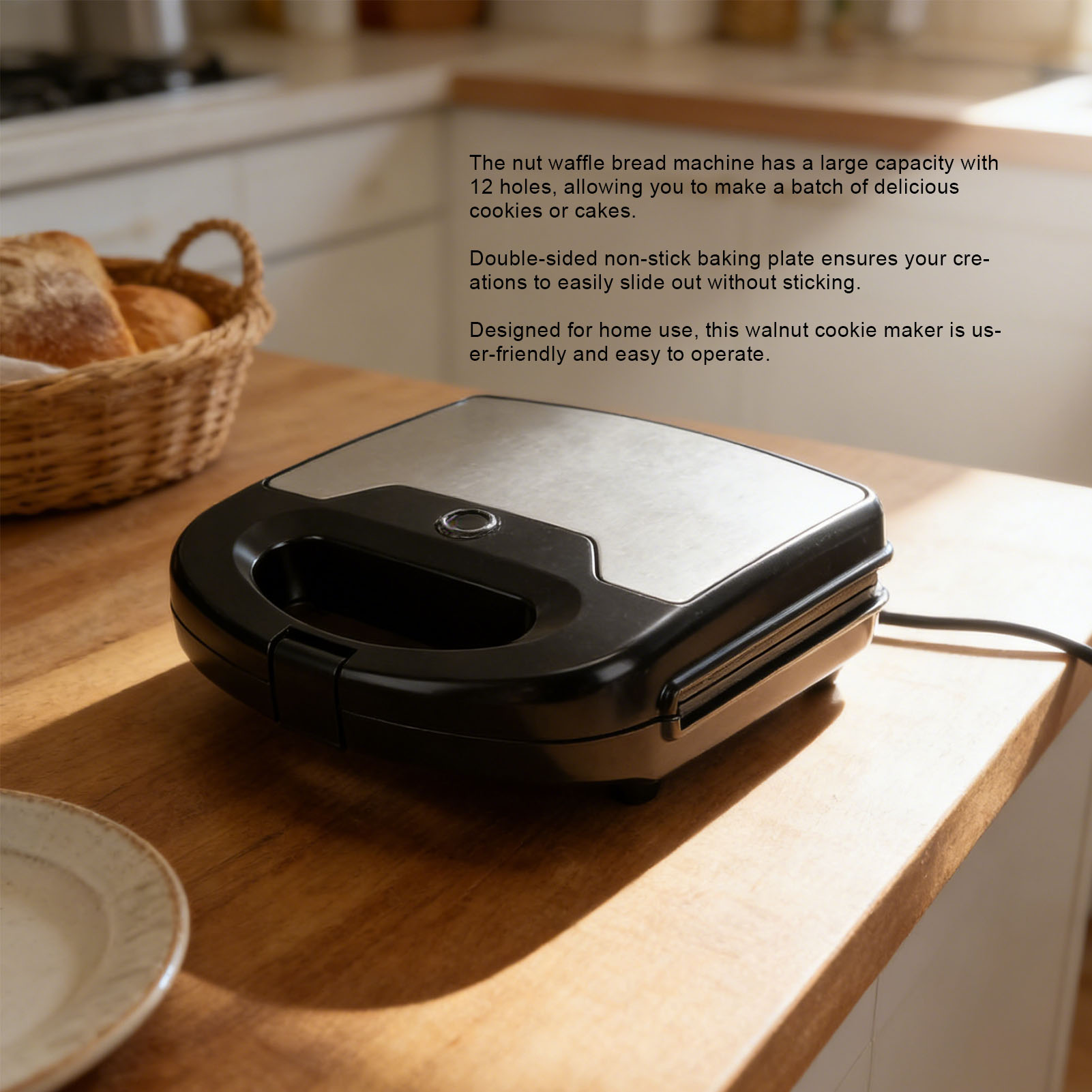 12 Cetakan Kue Walnut Anti Len - Mini Waffle Maker Machine ulasan dan harga